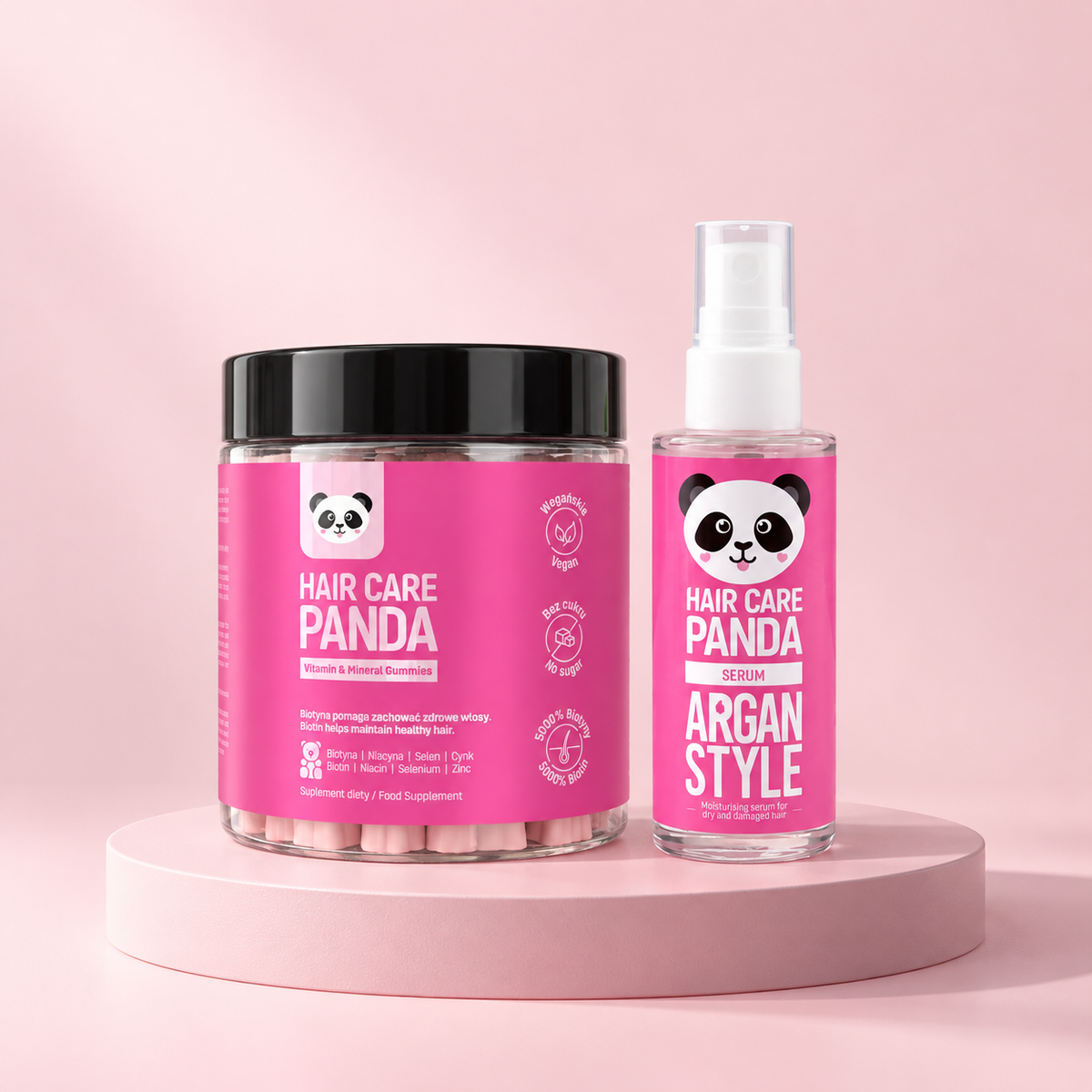 Panda Hair Duo - zestaw żelków i serum do włosów