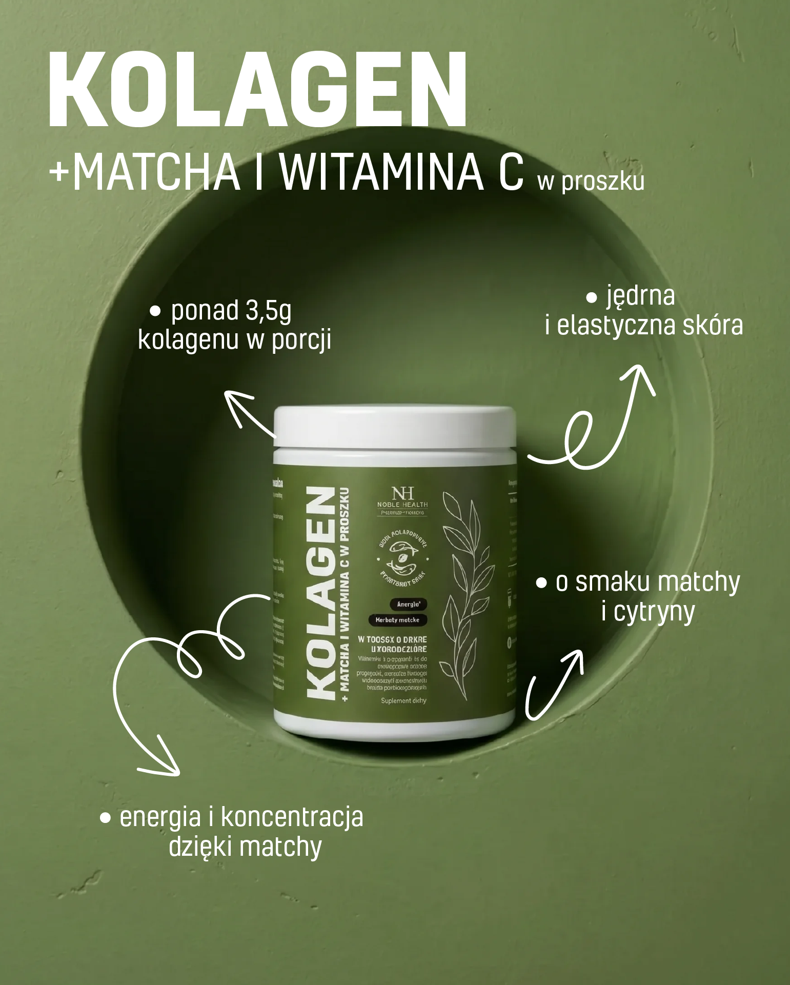Kollagen + Matcha und Vitamin-C-Pulver